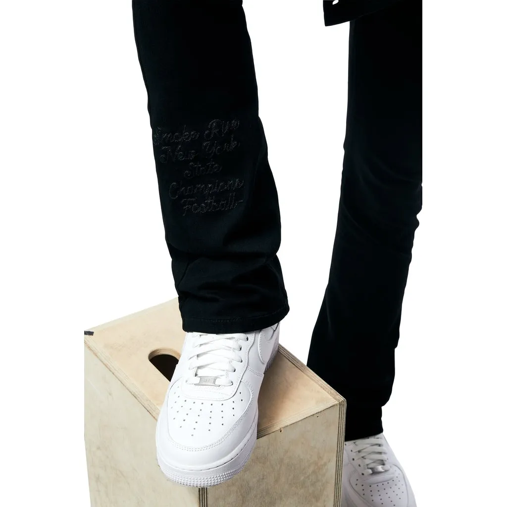 Slim Tapered Varsity Jeans - Black