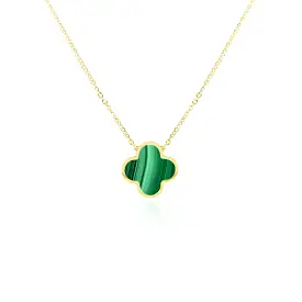 Small Malachite Single Clover Necklace