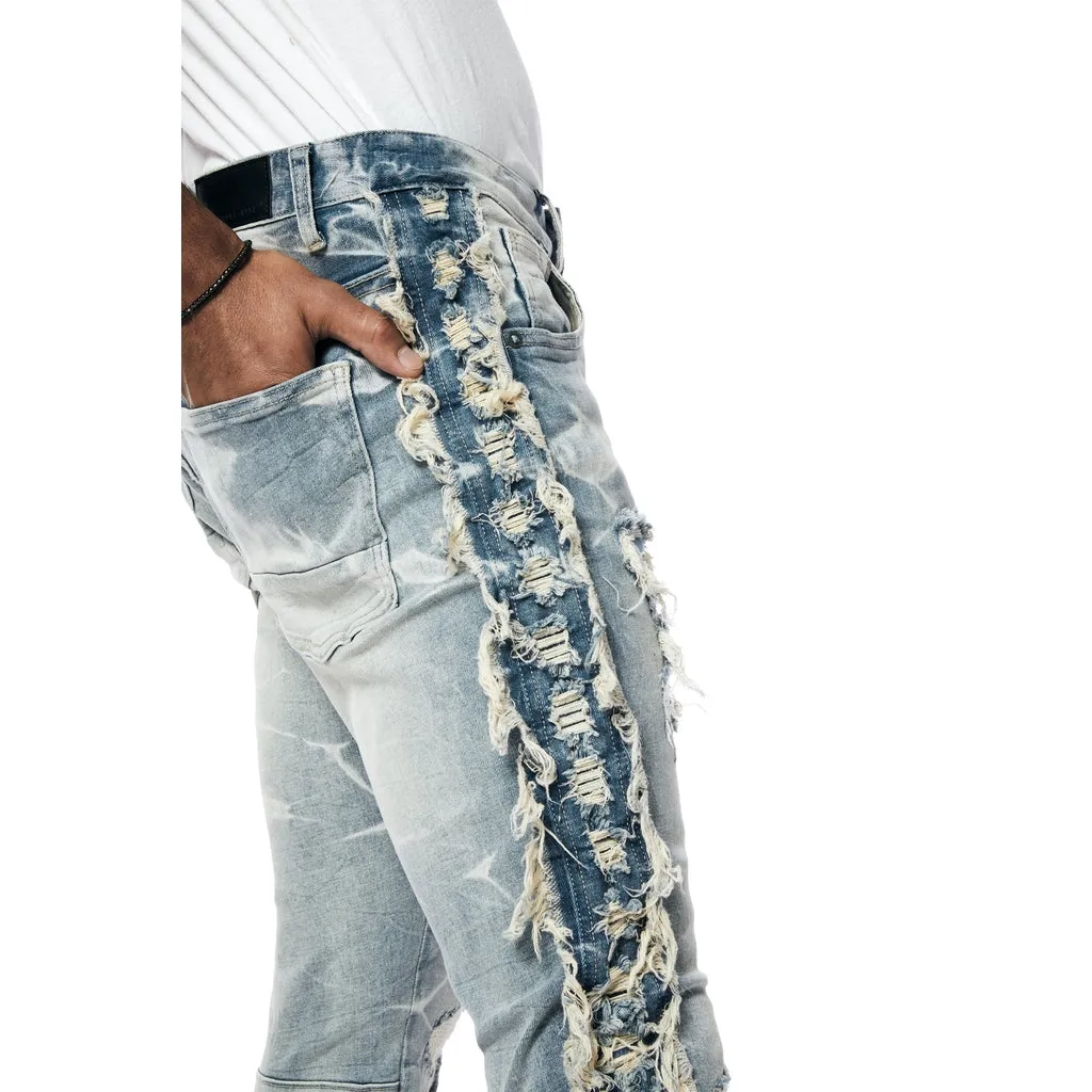 Stacked Frayed Jeans - Bergen Blue