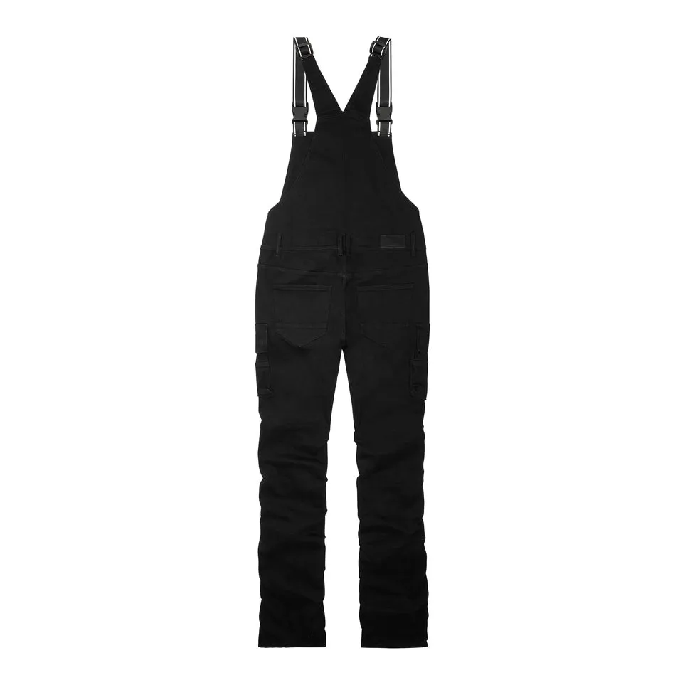 Stacked Utility Denim Overalls - Jet Black