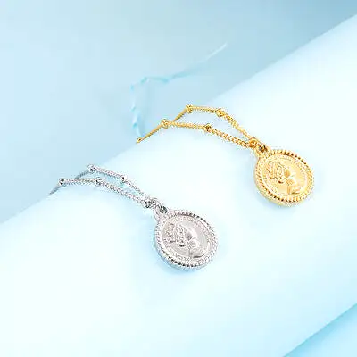 Stainless Steel Coin Pendant Necklace