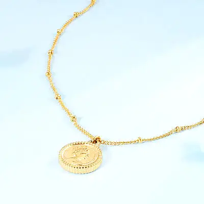 Stainless Steel Coin Pendant Necklace