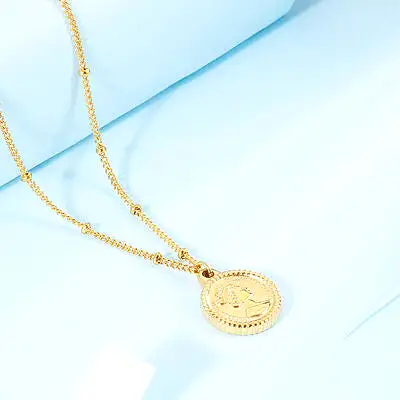 Stainless Steel Coin Pendant Necklace