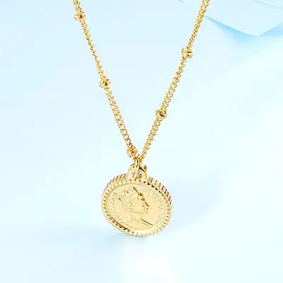 Stainless Steel Coin Pendant Necklace