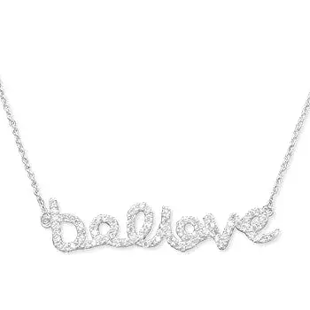 Sterling Silver Believe CZ Necklace