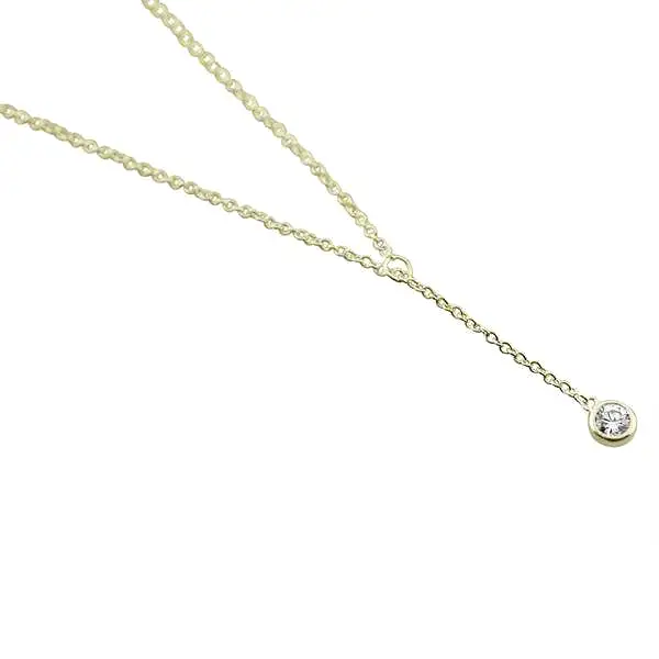 Sterling Silver Classic Bezel Solitaire Lariat Necklace