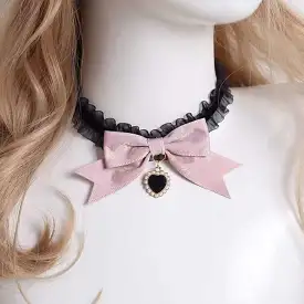 sweet Lolita lace bow handmade collarbone Chain necklace BY9016