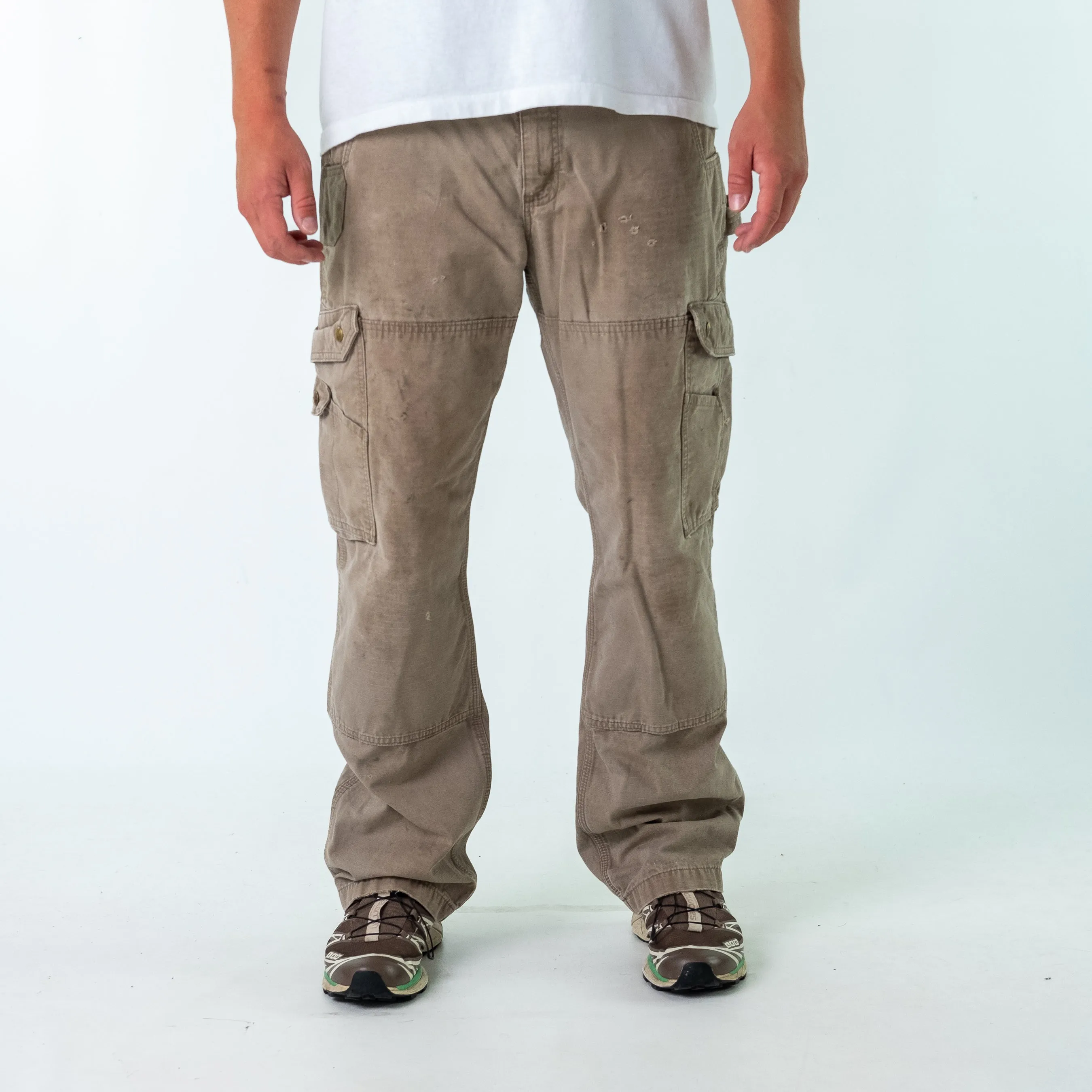 Tan 90s Carhartt Canvas Carpenter Jeans Baggy Pants (34x32)