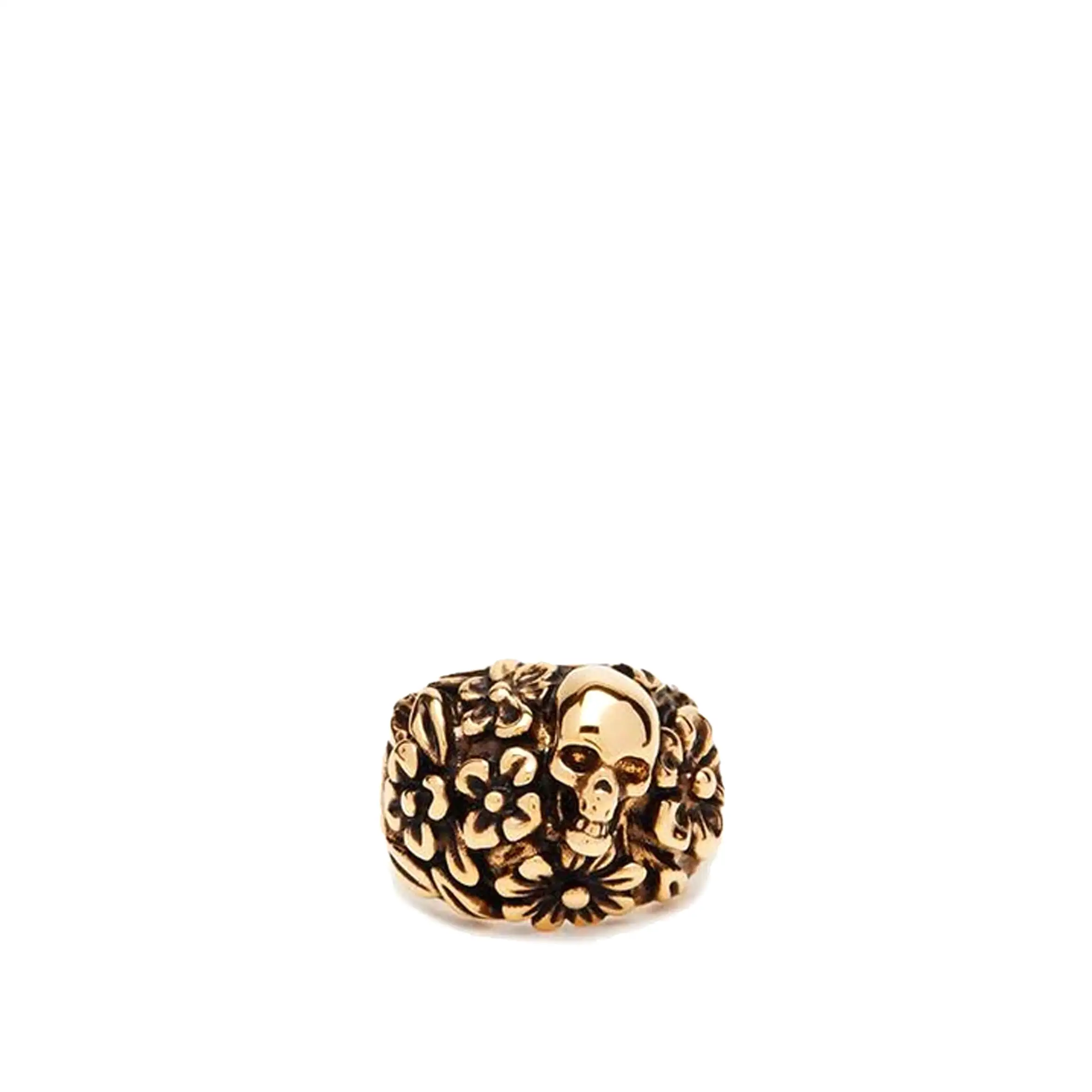 The Floral Skull Ring, Gold