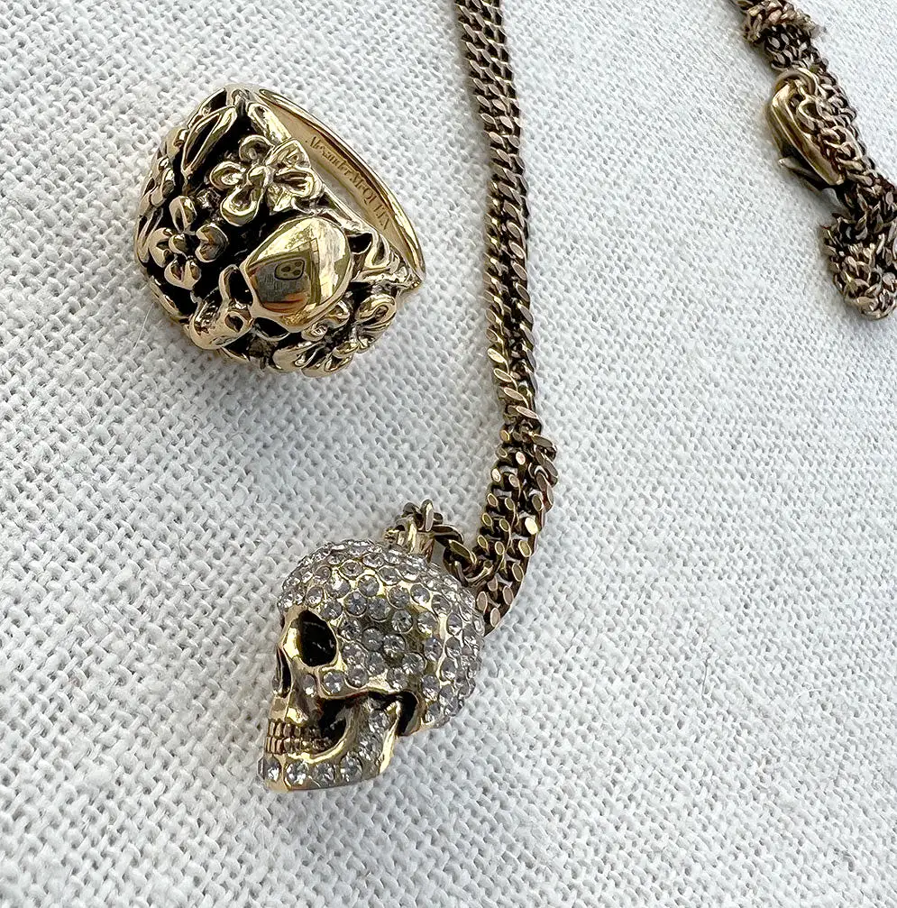 The Floral Skull Ring, Gold