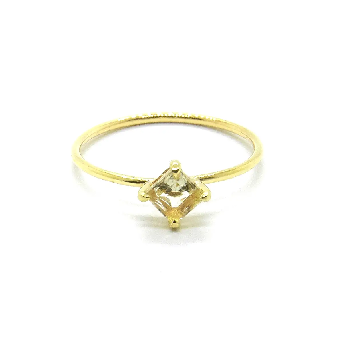 Tiny Square Ring 9K Gold, Sunstone