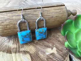 Turquoise Padlock Earrings