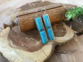 Turquoise Rectangle Bar Stone Dangle Earrings