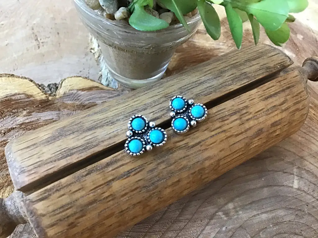 Turquoise Triangle Stud Earrings