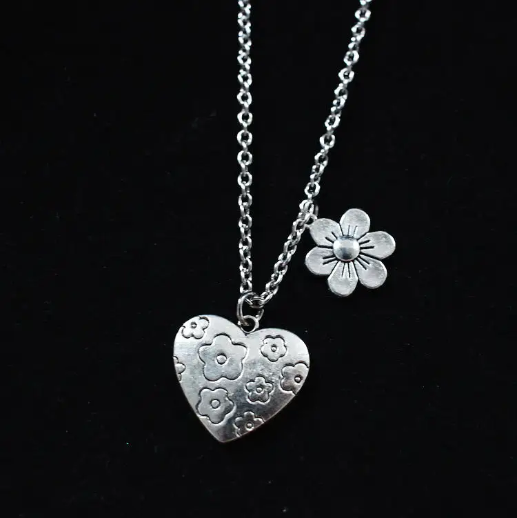 TWO NECKLACES TITANIUM STEEL BEAR FLOWER LOVE NECKLACE BY13011