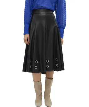 Vero Moda Vmemmy Faux Leather Eyelet Trim Skirt