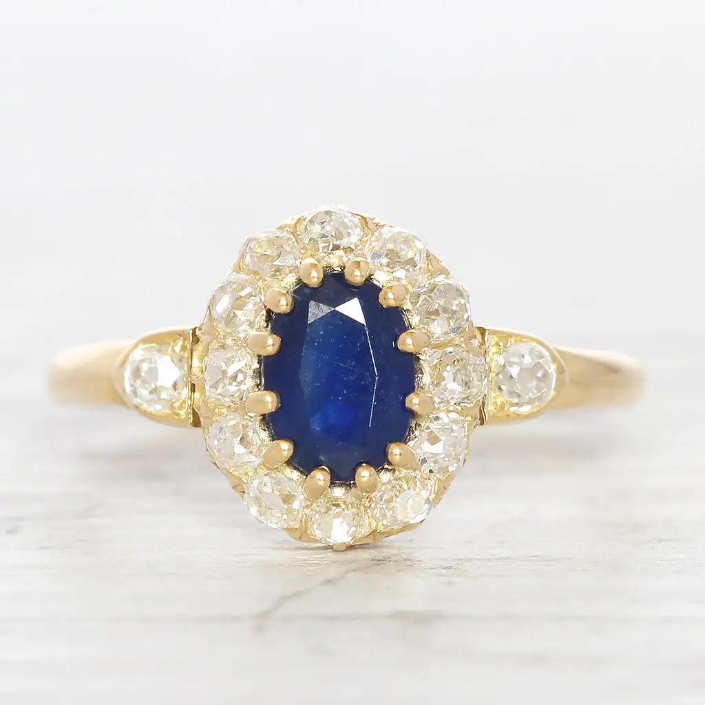 Victorian 0.85 Carat Sapphire and Old Cut Diamond Coronet Cluster