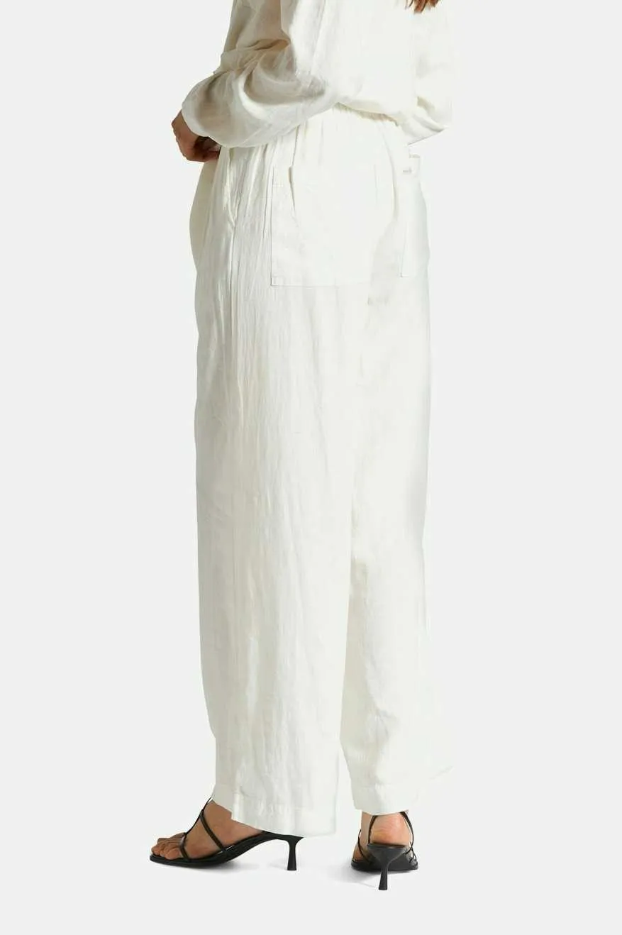 Vintage Linen Blend Wide Leg Pant - Off White