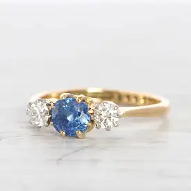 Vintage Sapphire and Diamond Three Stone