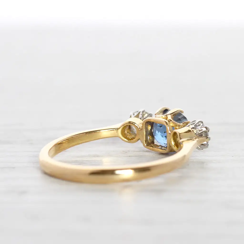 Vintage Sapphire and Diamond Three Stone