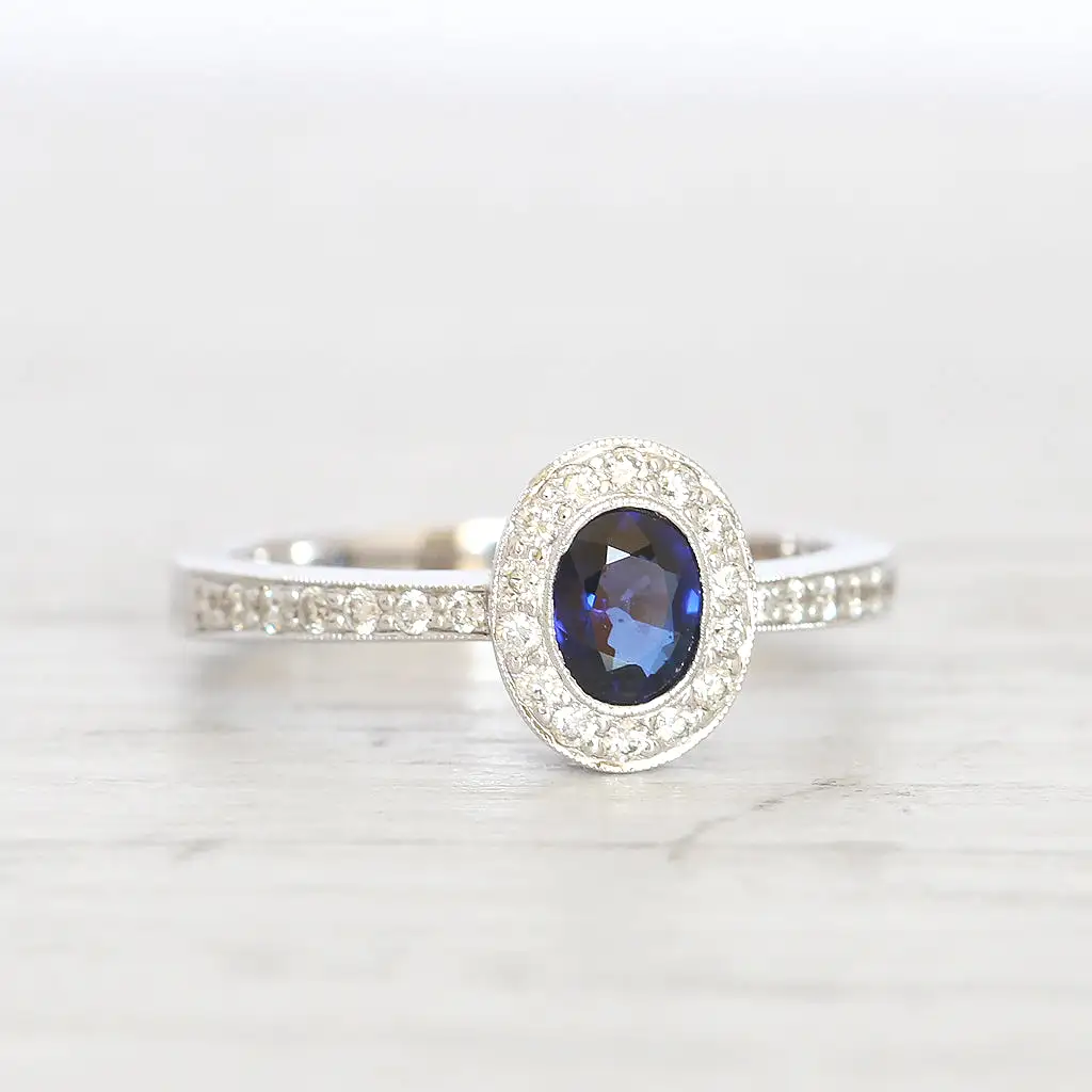 Vintage Style 0.55 Carat Sapphire and Diamond Cluster