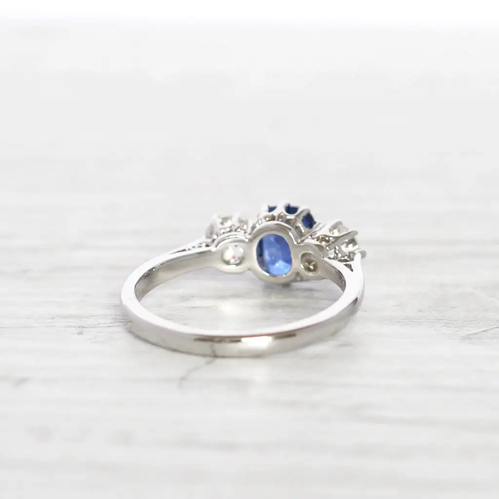 Vintage Style 1.14 Carat Sapphire and Diamond Three Stone