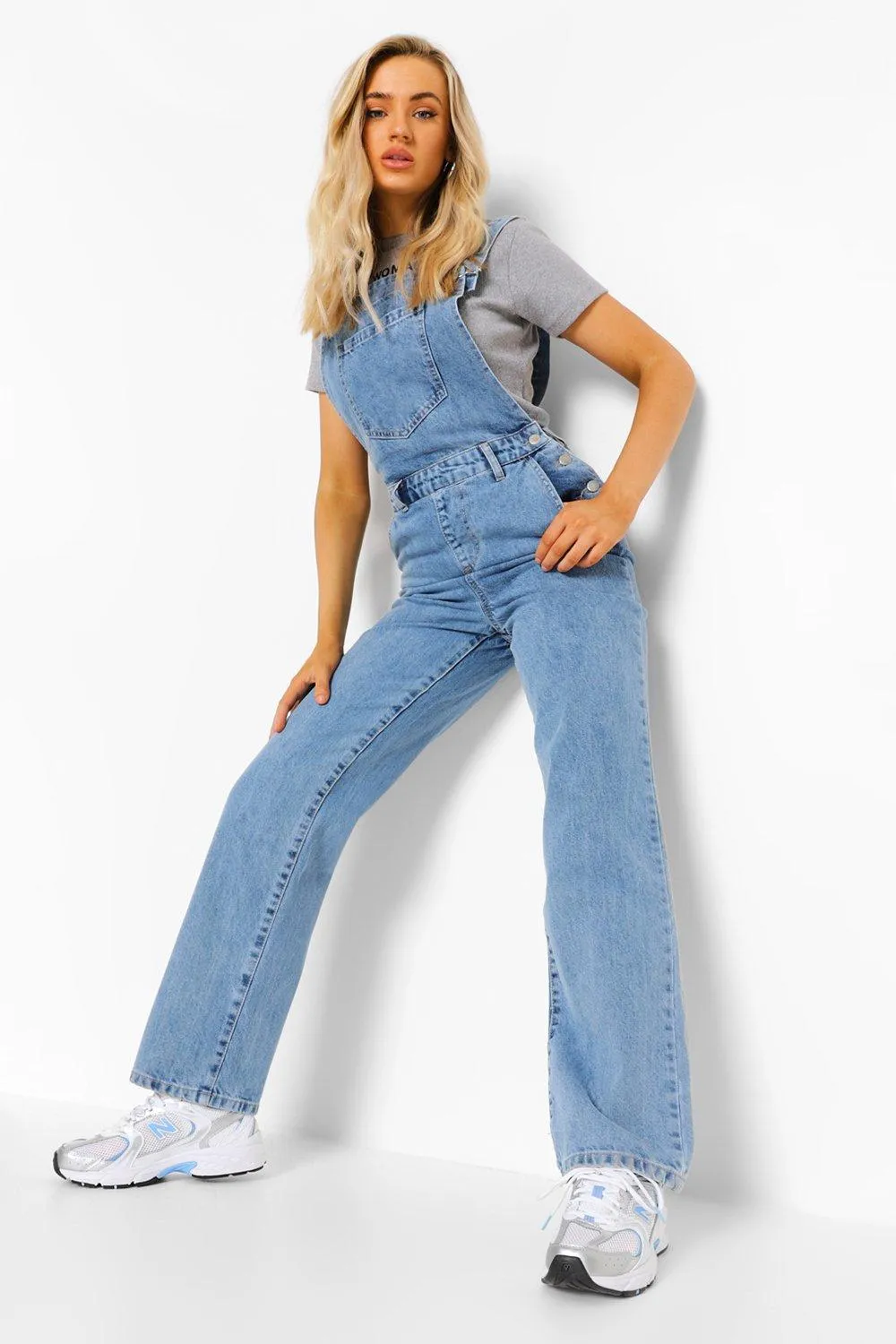 Washed Straight Leg Overalls