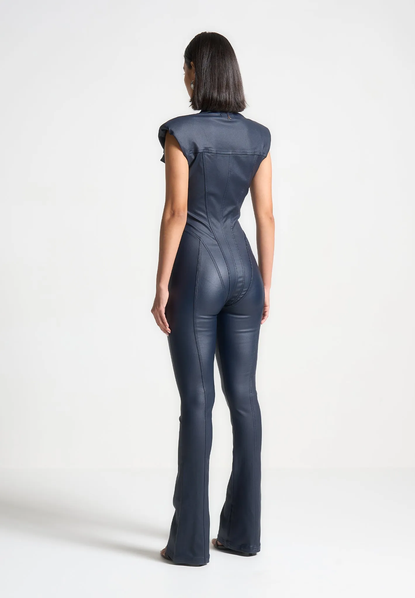 Wax Coated Denim Jumpsuit - Indigo