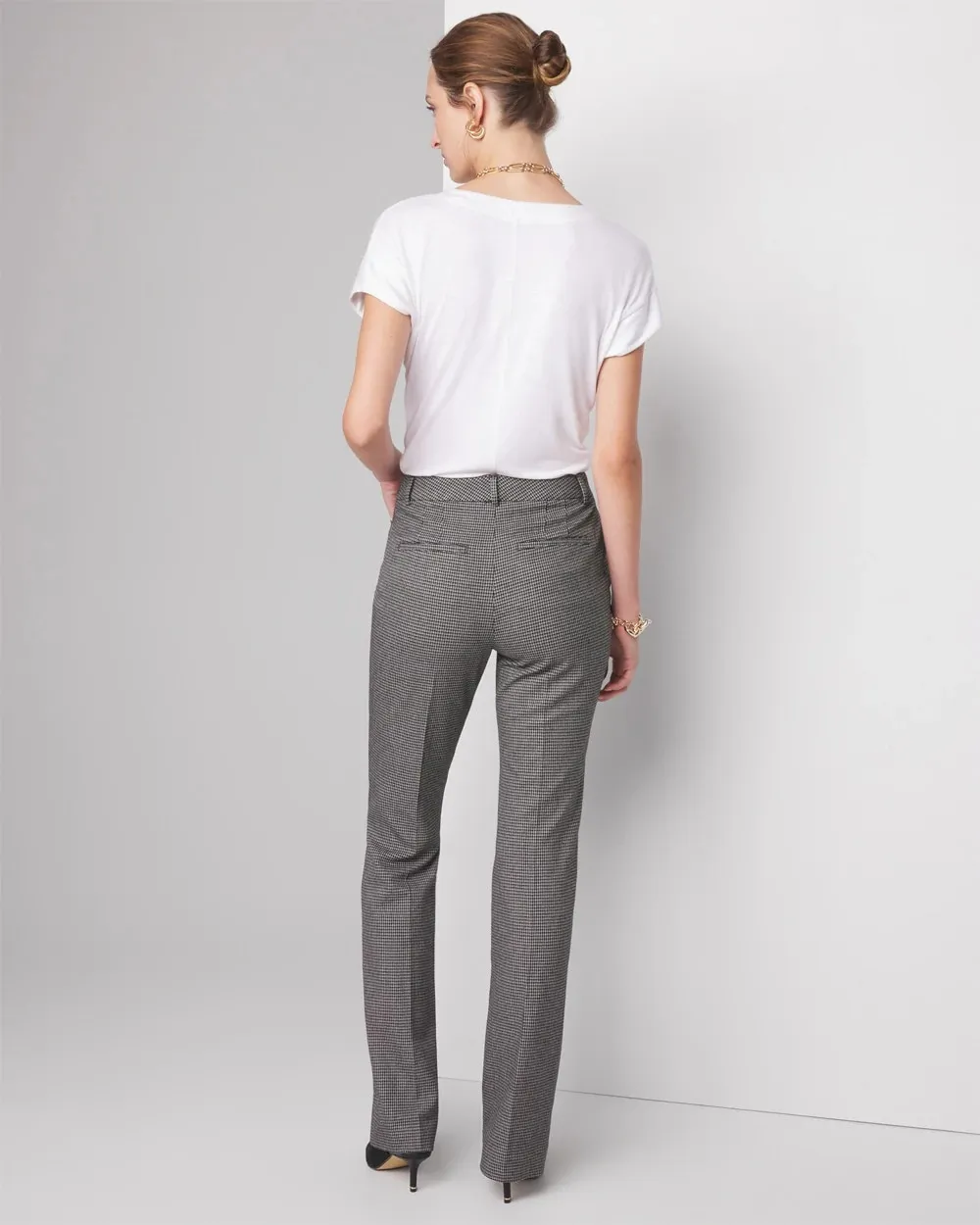 WHBM® Ines Slim Bootcut Checkered Pant