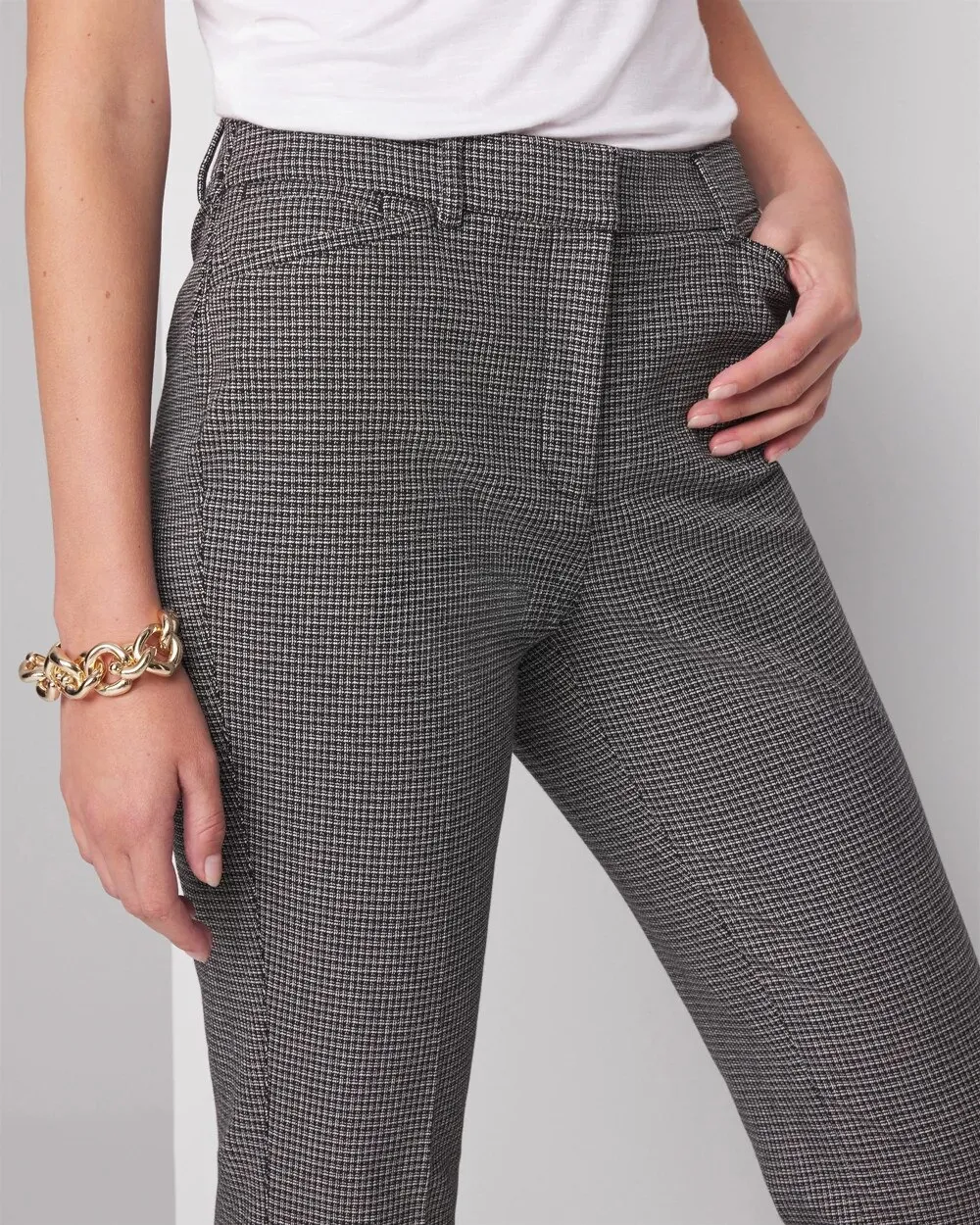 WHBM® Ines Slim Bootcut Checkered Pant