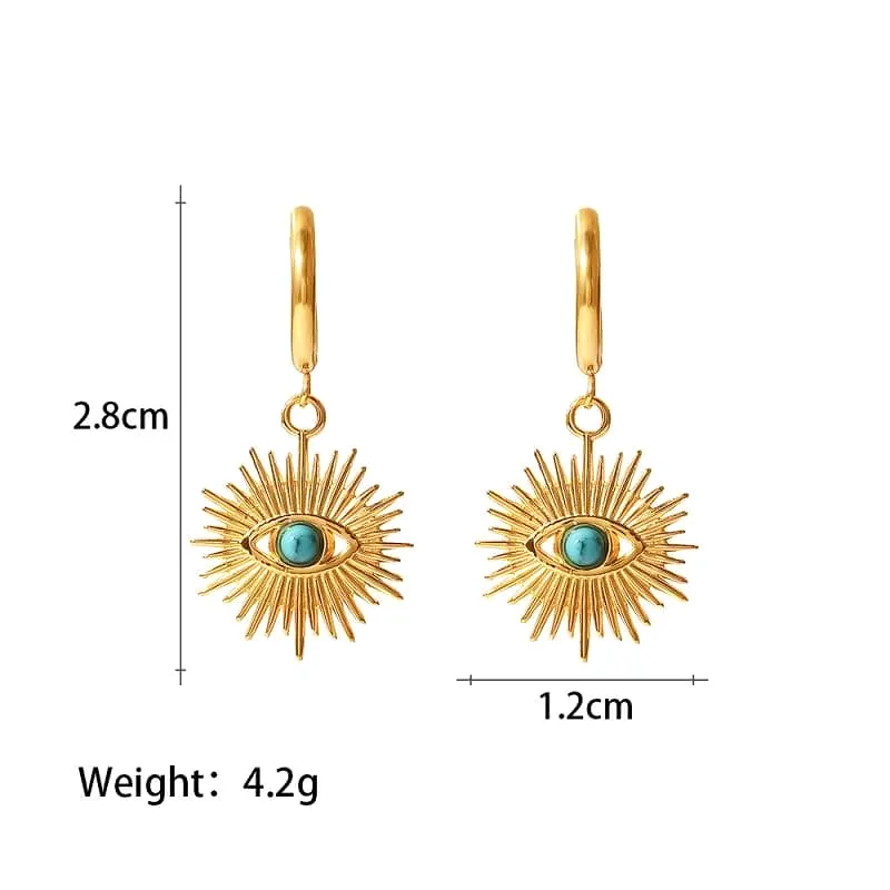 Women's Peacock Turquoise Cutout Devil Eye Earrings