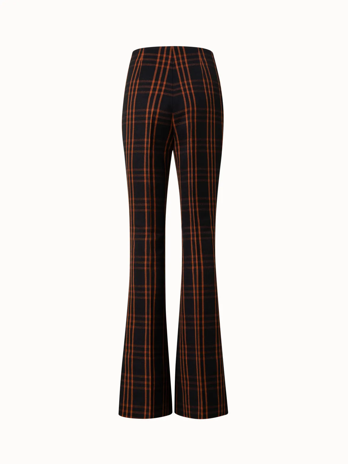 Wool Double-Weave Bootcut Pants with Window Pane Check