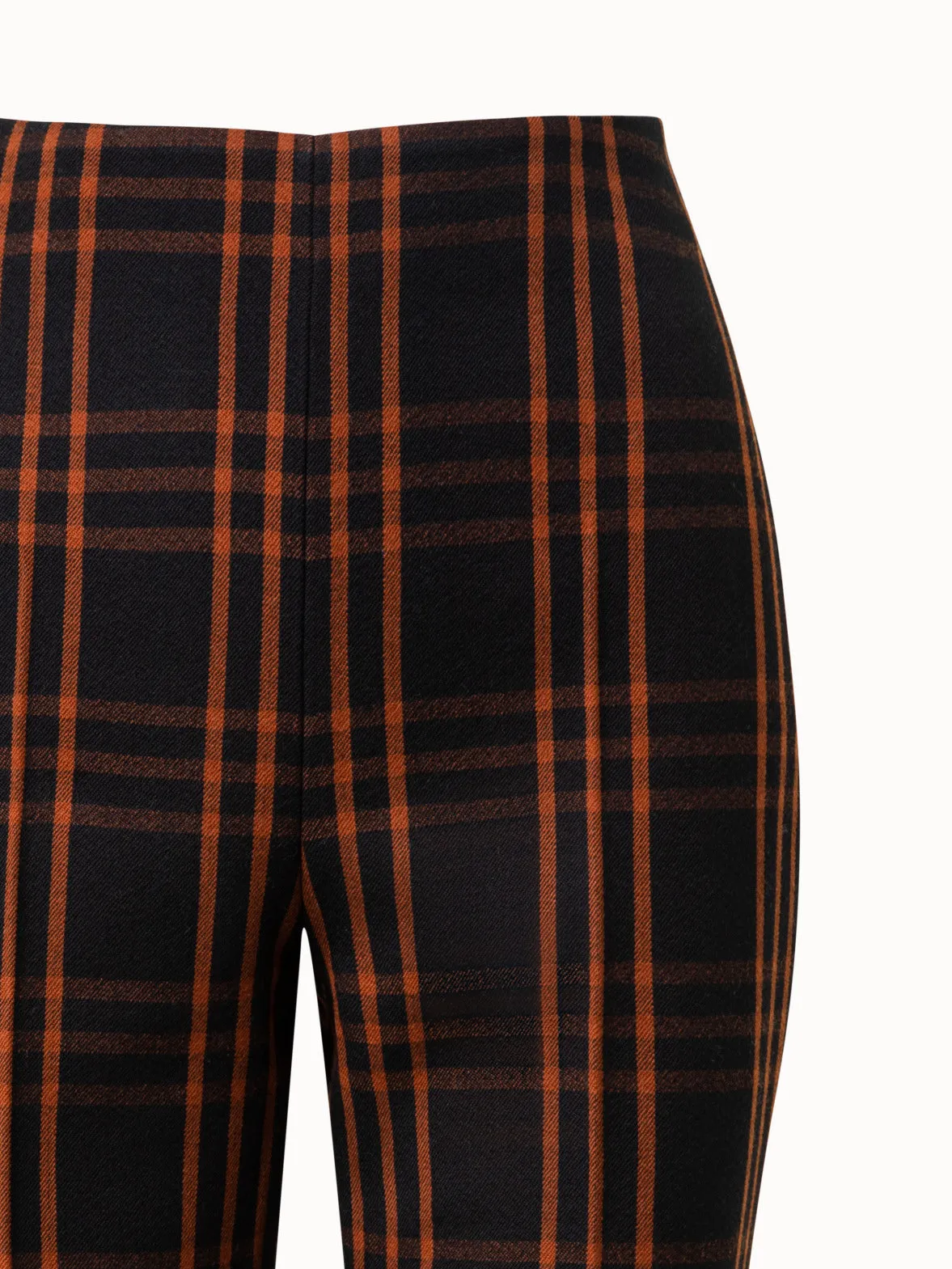 Wool Double-Weave Bootcut Pants with Window Pane Check