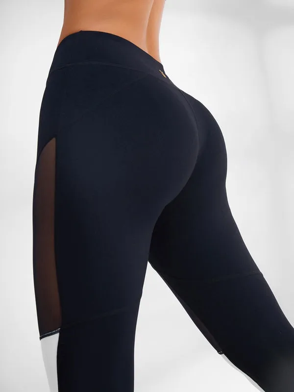 ZASUWA Female Contrast Color Mesh Leggings