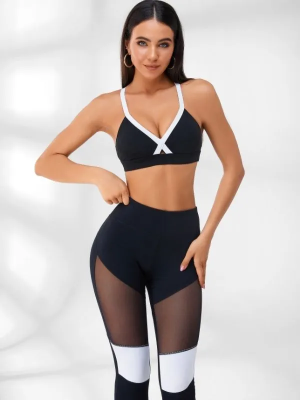 ZASUWA Female Contrast Color Mesh Leggings